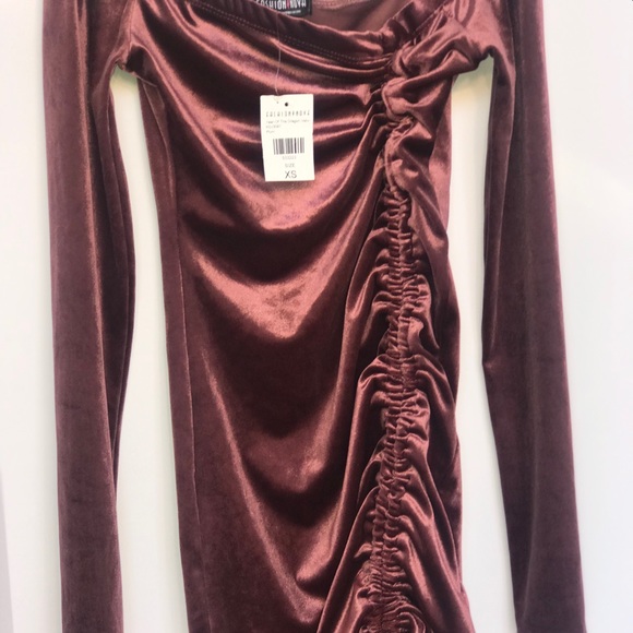 Fashion Nova Off the Shoulder Velvet Mini Dress XS - Picture 7 of 8